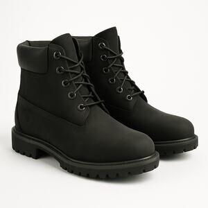 Timberland Premium 6-Inch Waterproof Boot Black Nubuck 12907 Size 6.5 Juniors